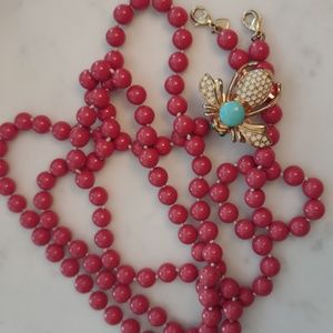 Beaded necklace with bee pin